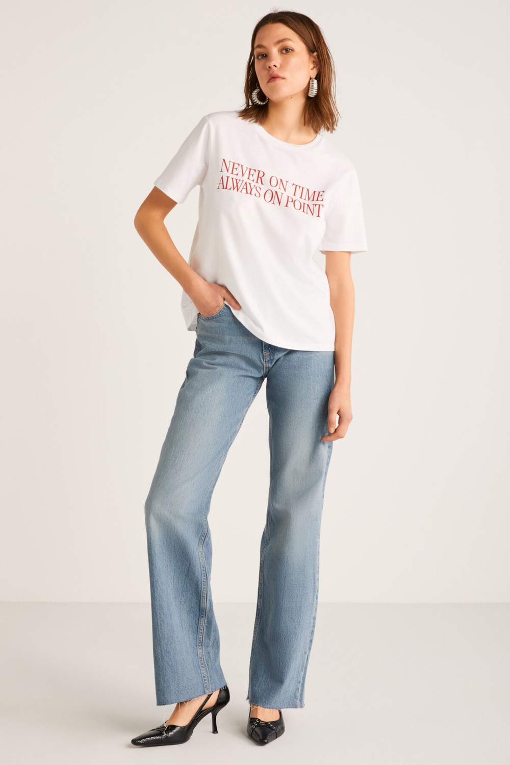Grimelange SERILDA Kadın Regular Beyaz T-Shirt görsel 2