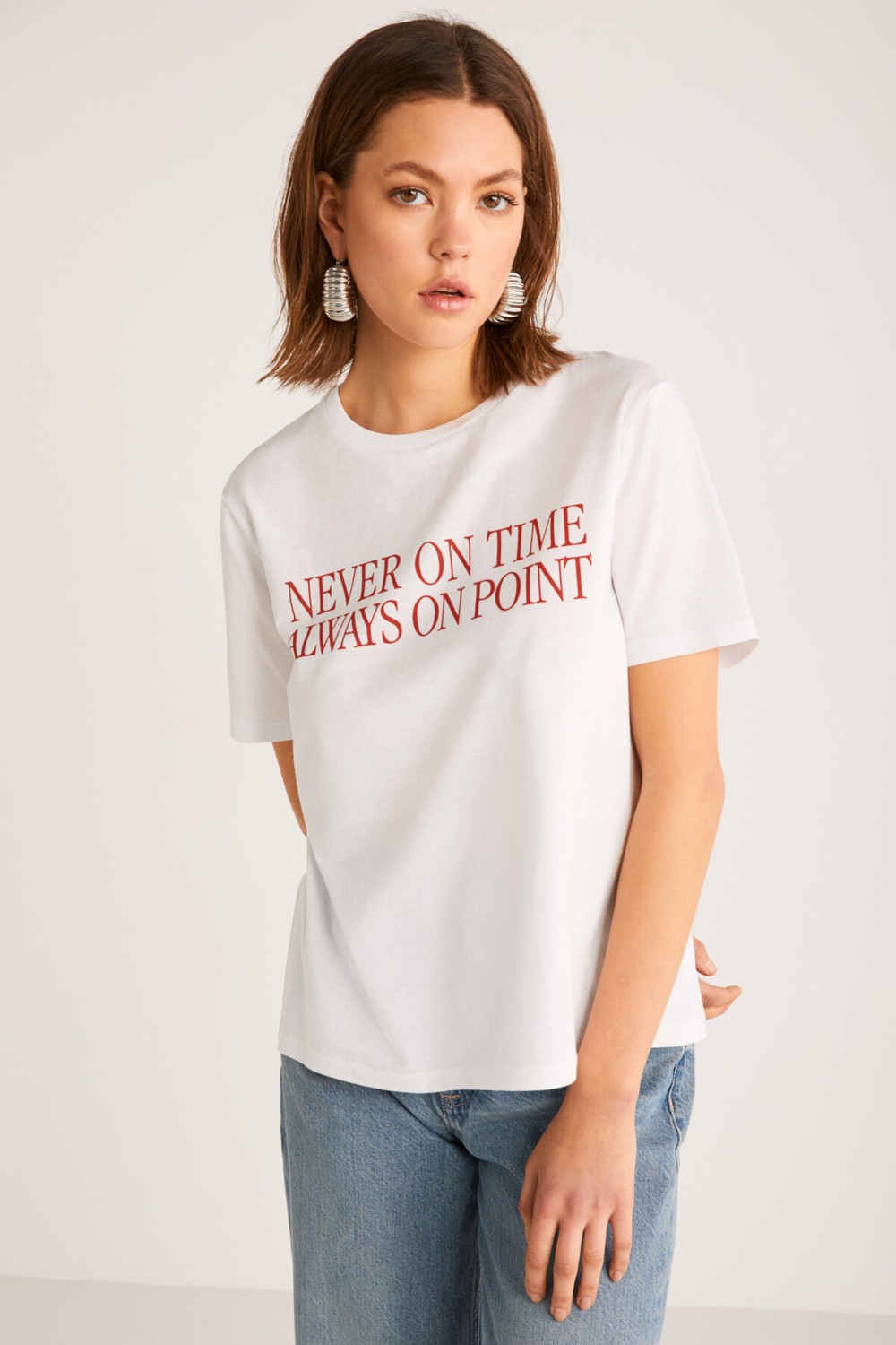 Grimelange SERILDA Kadın Regular Beyaz T-Shirt görsel 3