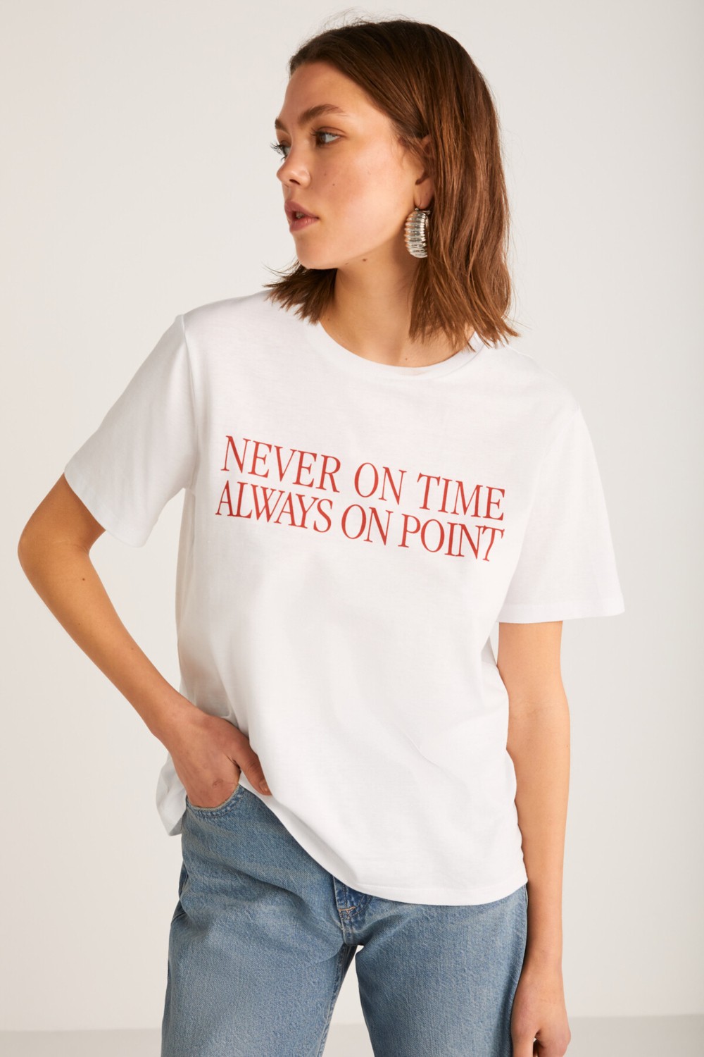Grimelange SERILDA Kadın Regular Beyaz T-Shirt görsel 4