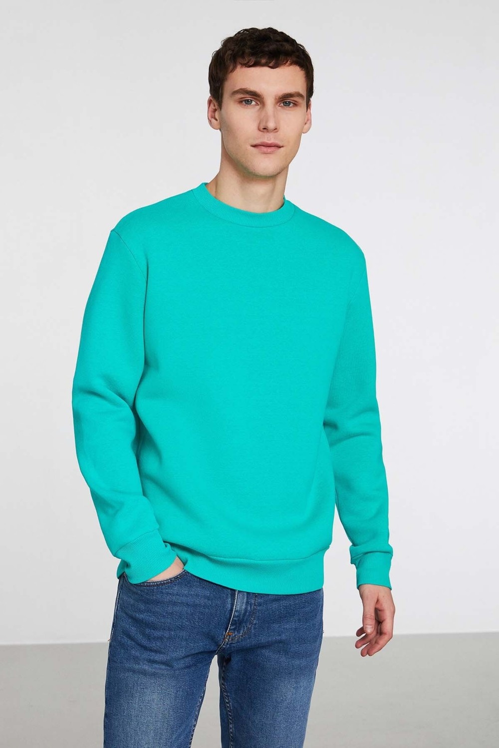 Grimelange TRAVIS Erkek Organik Kumaşlı Yumuşacık Regular Fit Yuvarlak Yakalı Kahverengi Sweatshirt görsel 7