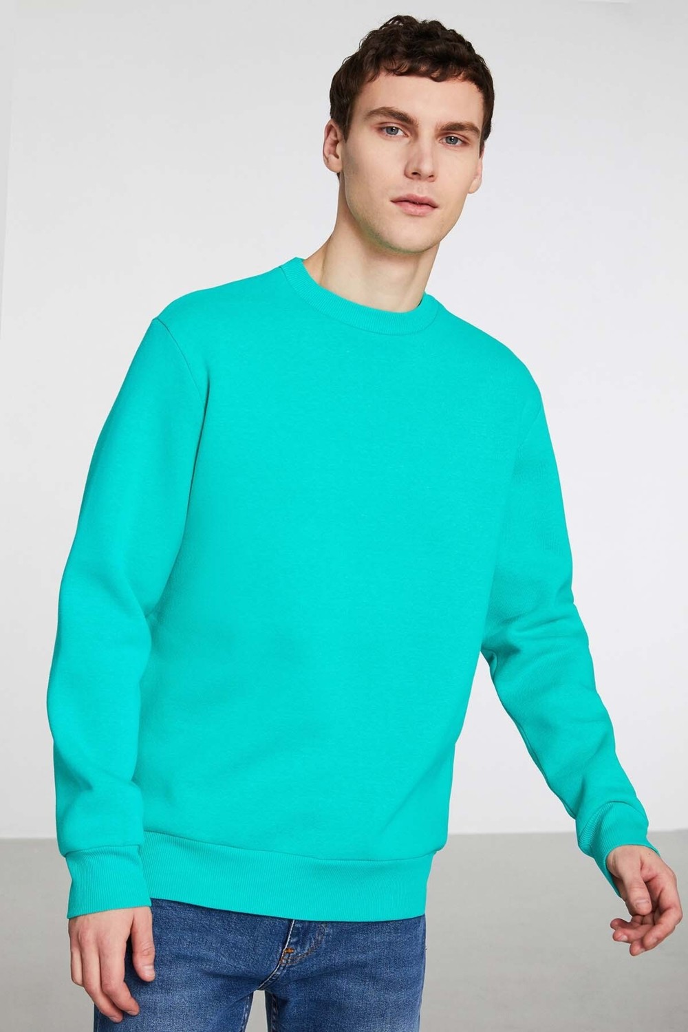 Grimelange TRAVIS Erkek Organik Kumaşlı Yumuşacık Regular Fit Yuvarlak Yakalı Kahverengi Sweatshirt görsel 8