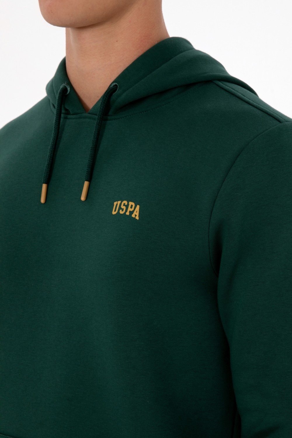 U.S. Polo Assn. Erkek Regular Fit Kapüşonlu Şardonlu Koyu Yeşil Basic Sweatshirt 50315582-VR079 görsel 7