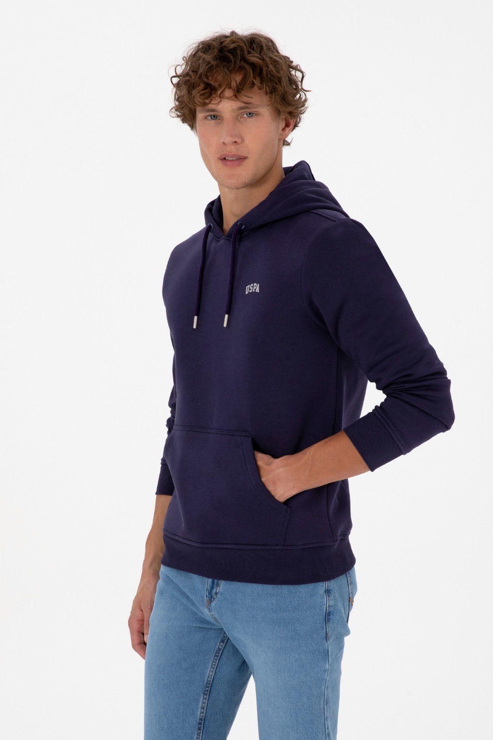 U.S. Polo Assn. Erkek Regular Fit Kapüşonlu Şardonlu Koyu Yeşil Basic Sweatshirt 50315582-VR079 görsel 8