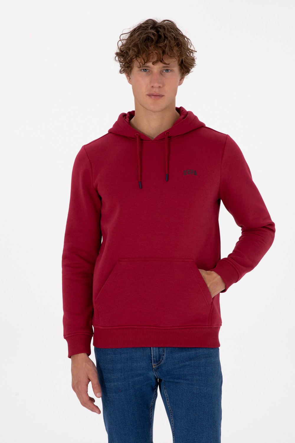 U.S. Polo Assn. Erkek Regular Fit Kapüşonlu Şardonlu Koyu Yeşil Basic Sweatshirt 50315582-VR079