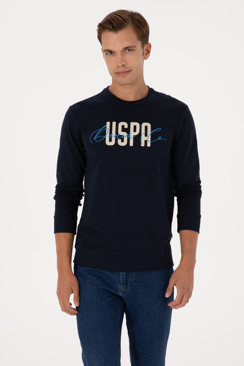U.S. Polo Assn. Erkek Regular Fit Bisiklet Yaka Siyah İnce Sweatshirt 50315570-VR046