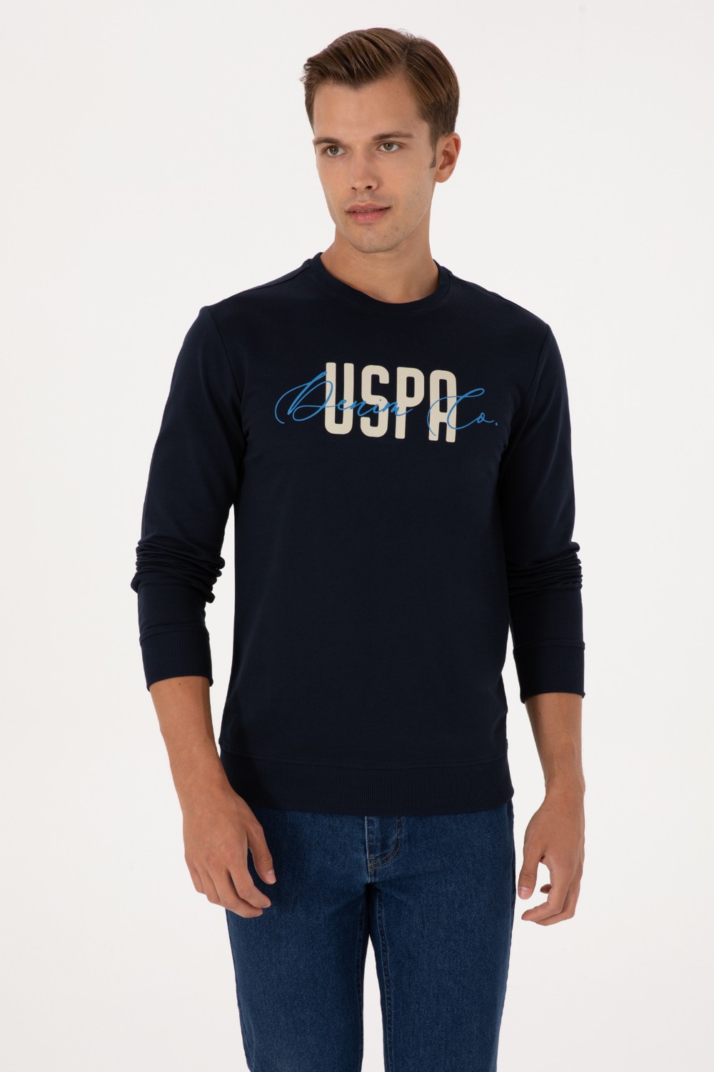 U.S. Polo Assn. Erkek Regular Fit Bisiklet Yaka Siyah İnce Sweatshirt 50315570-VR046 görsel 3