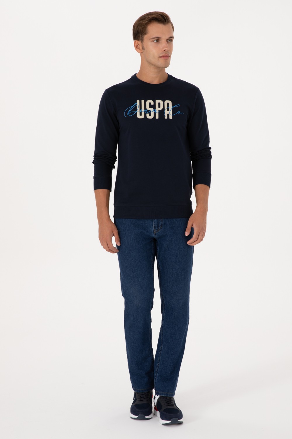 U.S. Polo Assn. Erkek Regular Fit Bisiklet Yaka Siyah İnce Sweatshirt 50315570-VR046 görsel 4