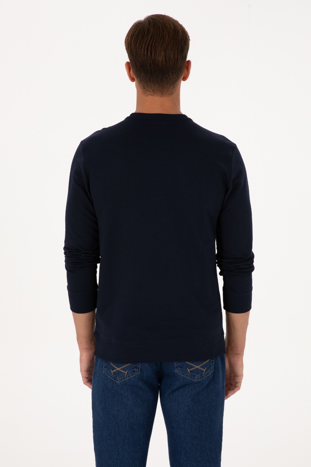 U.S. Polo Assn. Erkek Regular Fit Bisiklet Yaka Siyah İnce Sweatshirt 50315570-VR046 görsel 5