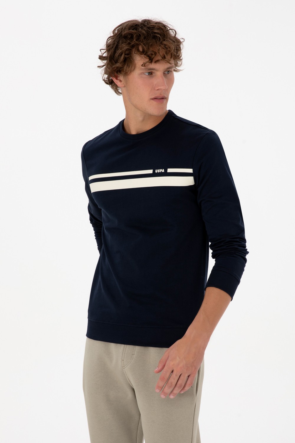U.S. Polo Assn. Erkek Regular Fit Bisiklet Yaka Siyah İnce Sweatshirt 50313801-VR046 görsel 3