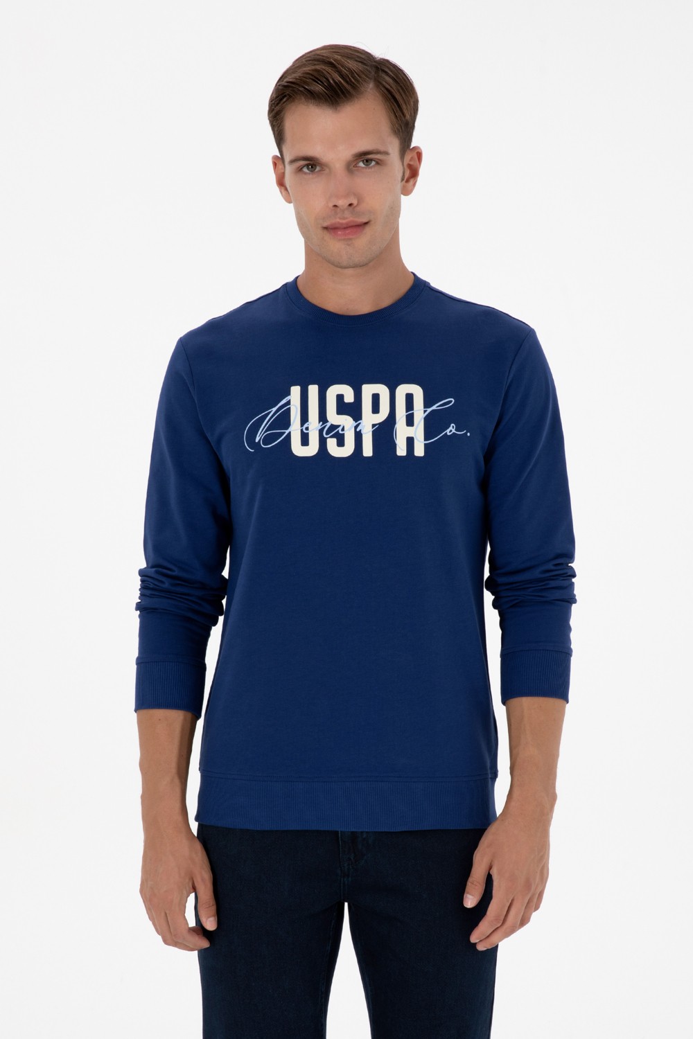 U.S. Polo Assn. Erkek Regular Fit Bisiklet Yaka Siyah İnce Sweatshirt 50315570-VR046 görsel 8