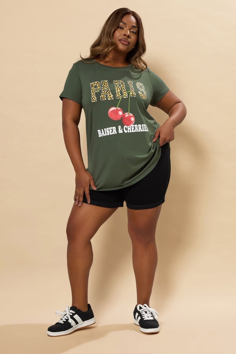 Stil Diva Büyük Beden Bisiklet Yaka Kısa Kollu Parlak Baskılı T-Shirt 304175 görsel 2