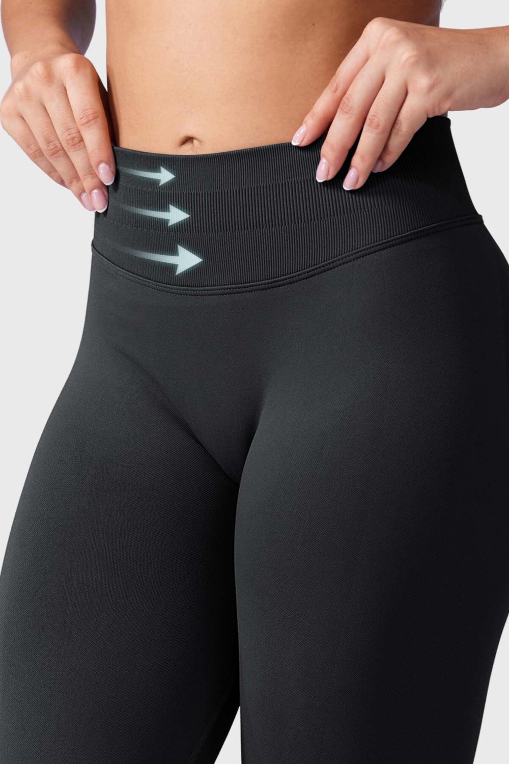 Quitaly Luna Büzgülü Seamless Toparlayıcı Dikişsiz Push-Up Spor Tayt - Siyah görsel 4