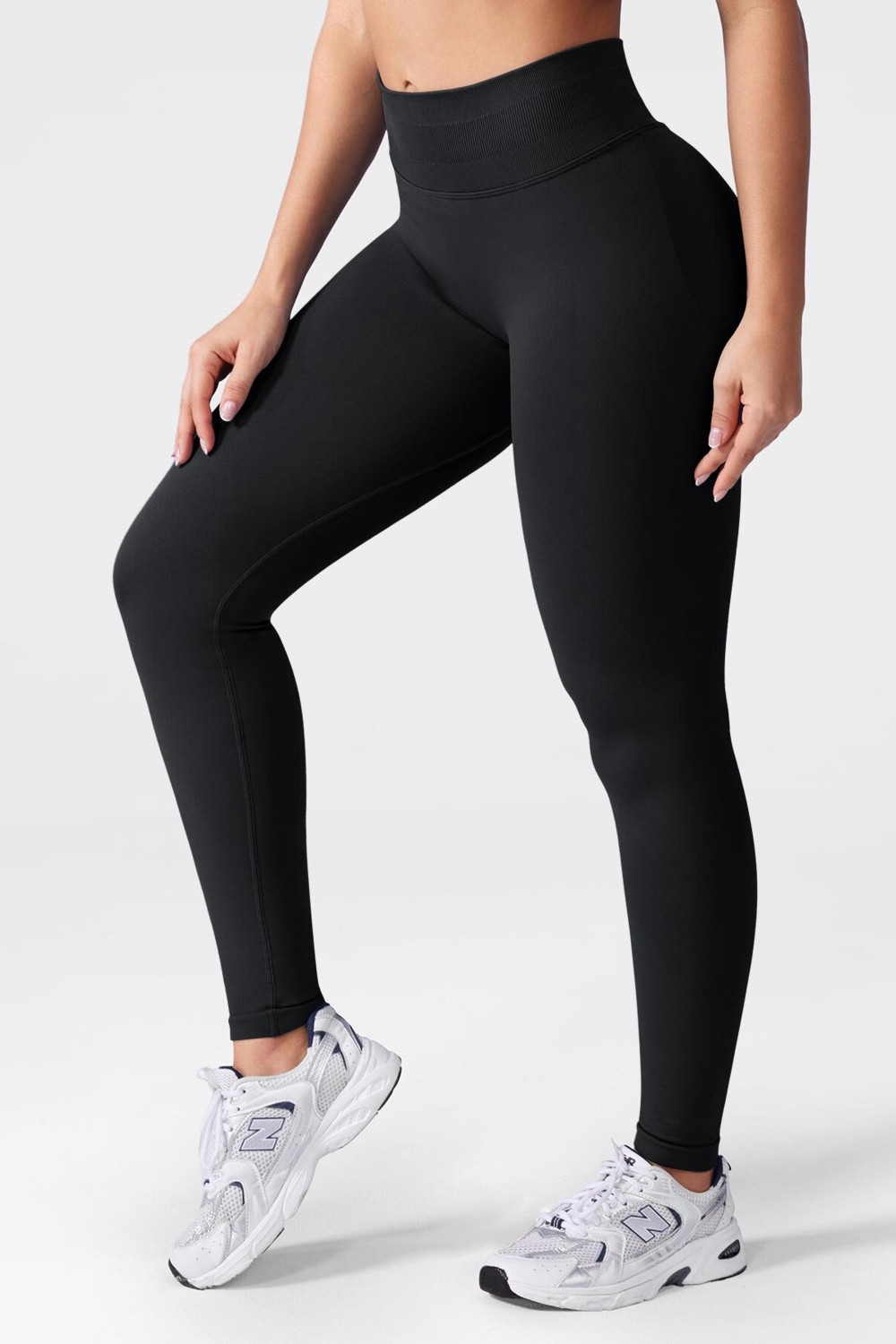 Quitaly Luna Büzgülü Seamless Toparlayıcı Dikişsiz Push-Up Spor Tayt - Siyah görsel 5