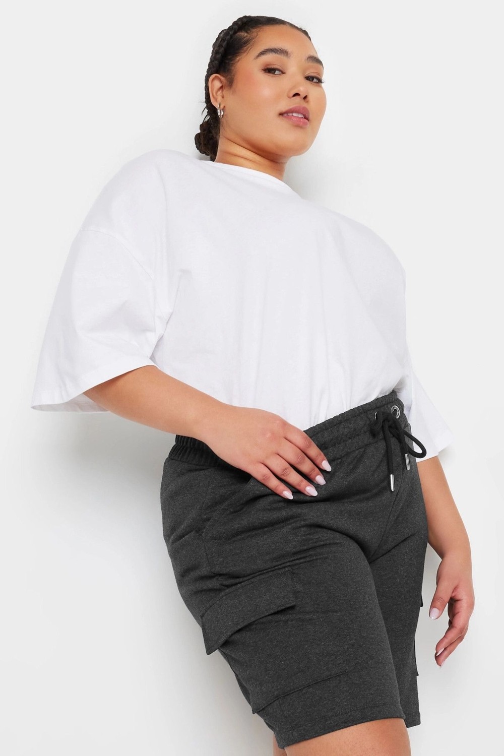 Stil Diva Büyük Beden Cepli Beli Büzgülü Bol Kesim Jogger Şort 303196 görsel 4