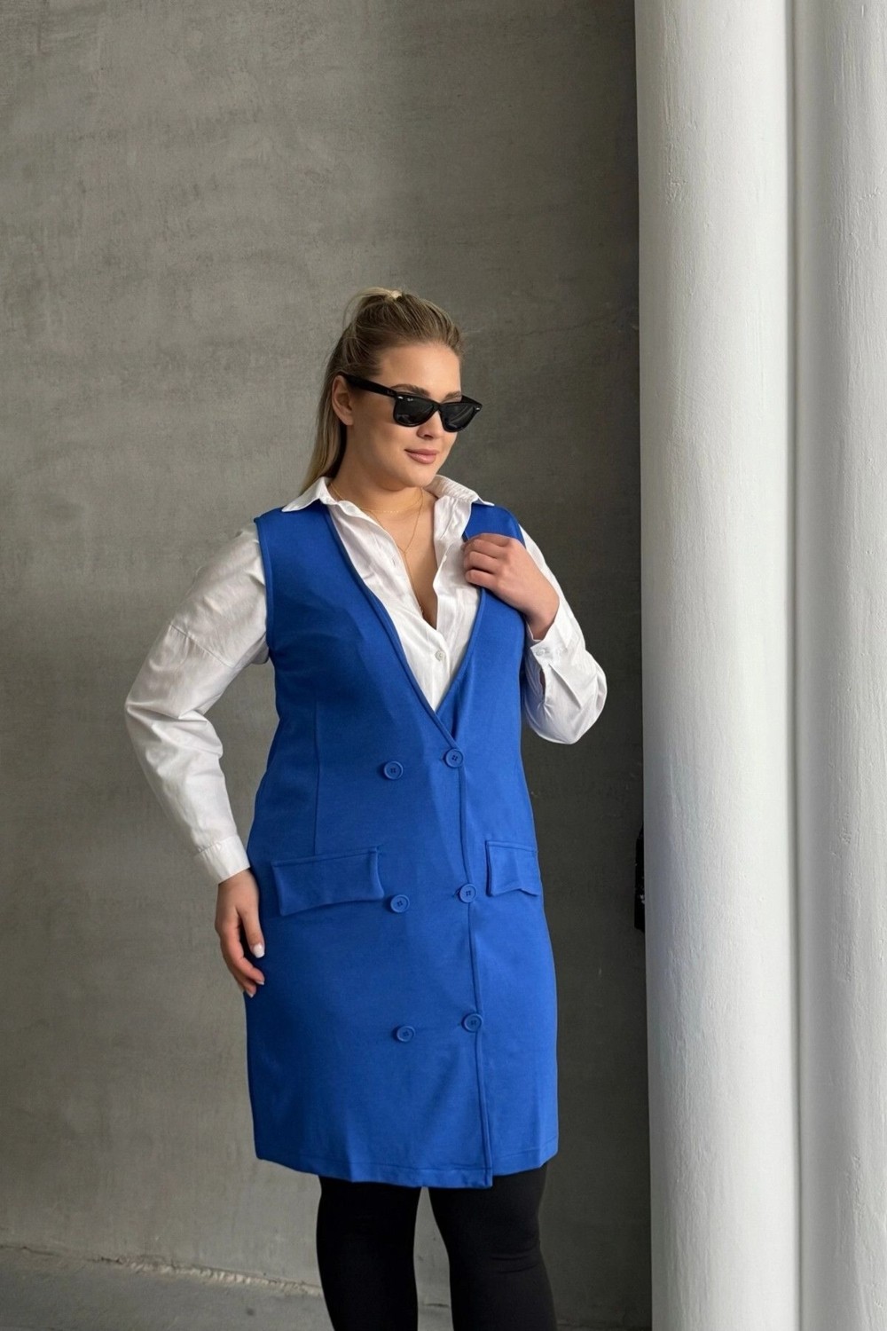 Stil Diva Büyük Beden Sıfır Kol Önü Düğmeli Cep Görünümlü Hırka 300862