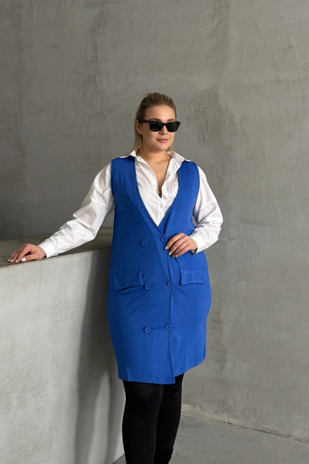 Stil Diva Büyük Beden Sıfır Kol Önü Düğmeli Cep Görünümlü Hırka 300862 görsel 4