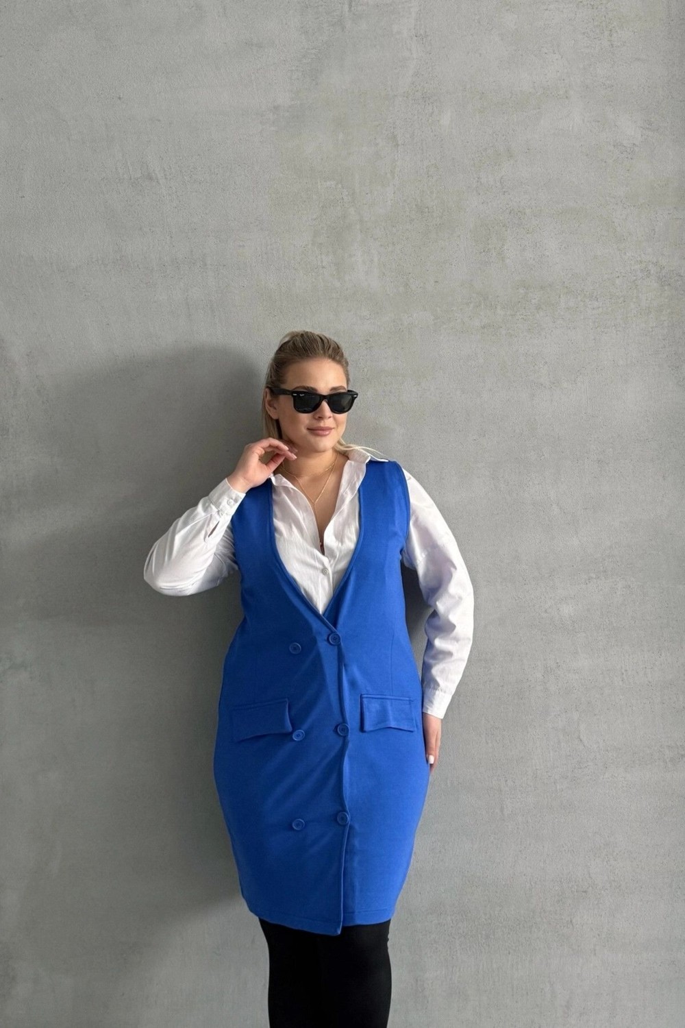 Stil Diva Büyük Beden Sıfır Kol Önü Düğmeli Cep Görünümlü Hırka 300862 görsel 5