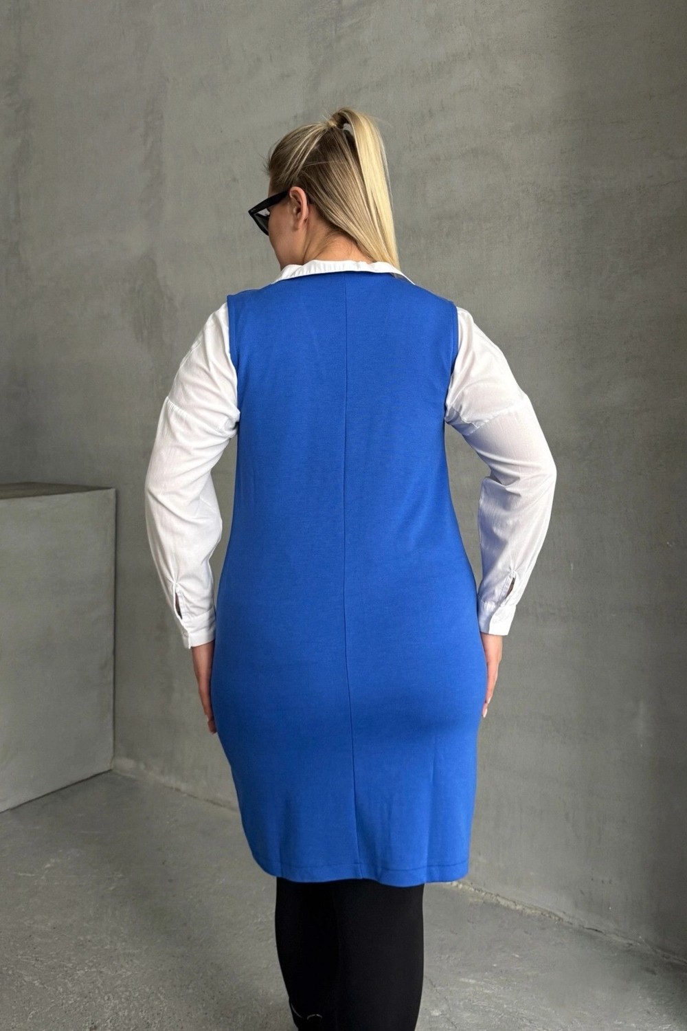 Stil Diva Büyük Beden Sıfır Kol Önü Düğmeli Cep Görünümlü Hırka 300862 görsel 8