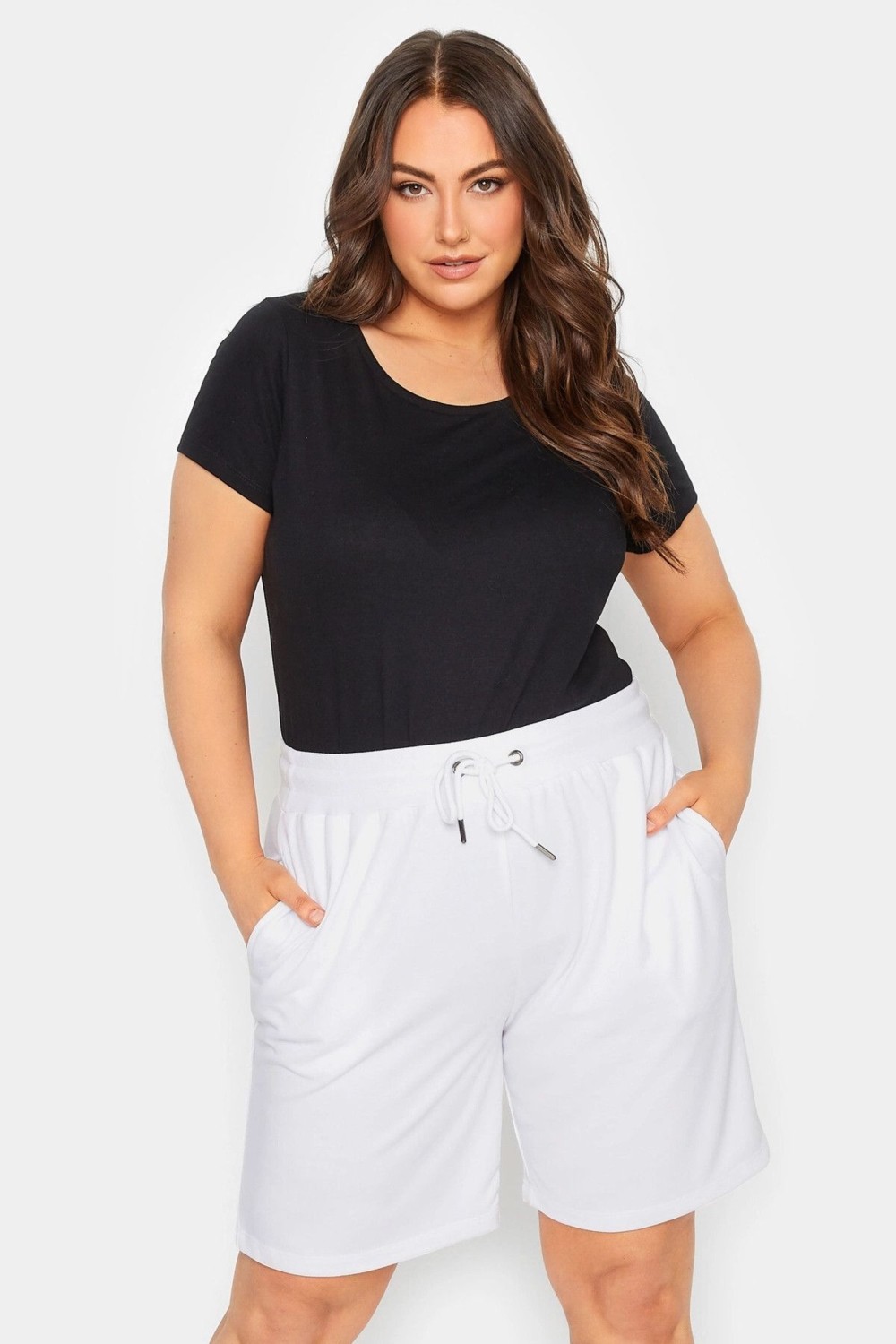 Stil Diva Büyük Beden Cepli Beli Büzgülü Bol Kesim Jogger Şort 144601 görsel 2