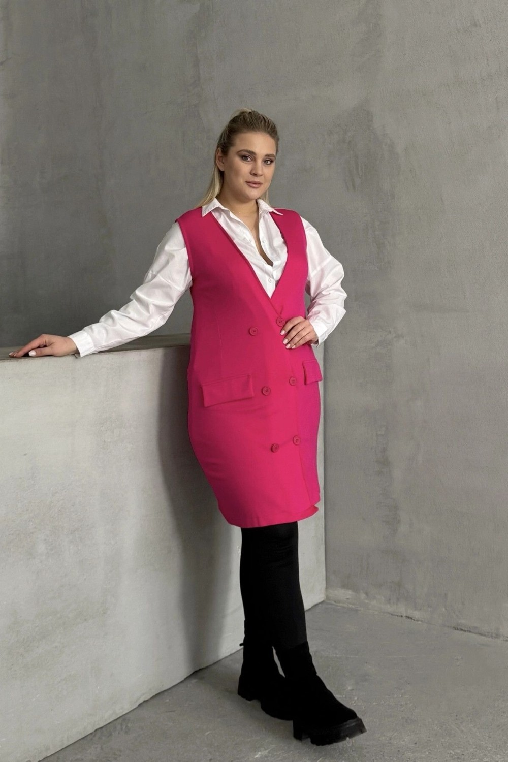 Stil Diva Büyük Beden Sıfır Kol Önü Düğmeli Cep Görünümlü Hırka 300861 görsel 7