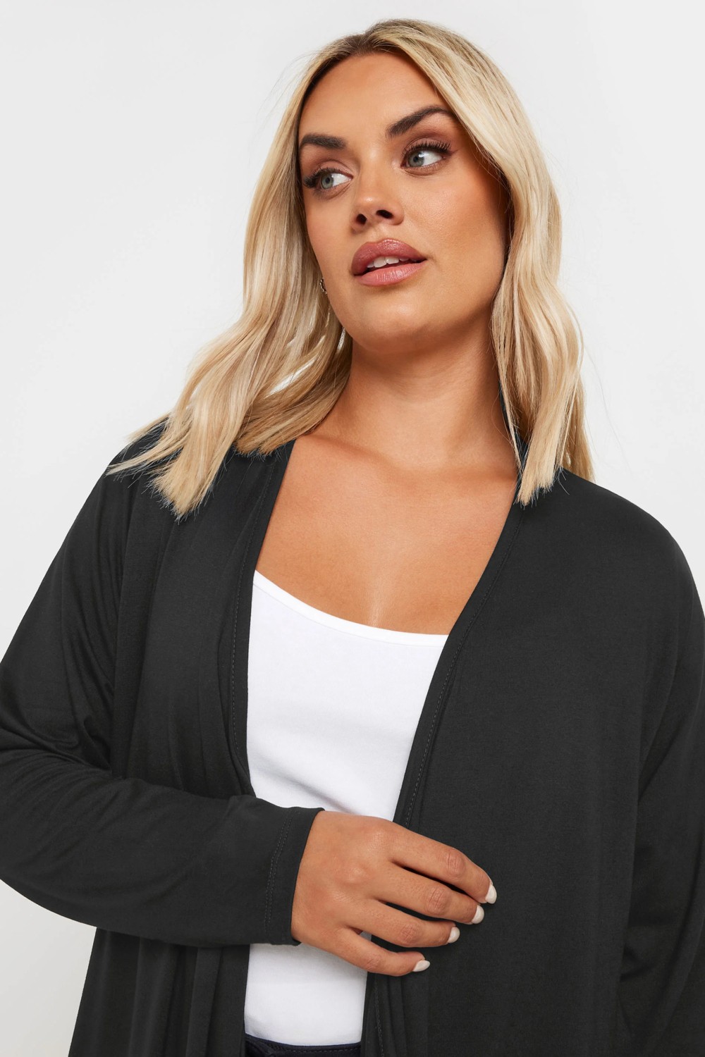 Stil Diva Büyük Beden Önü Kapamasız Asimetrik Kesim Mevsimlik Ince Hırka 134145 görsel 5