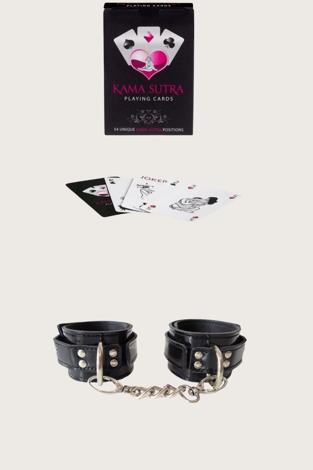 Senson Sexy Görselli Oyun Kartı Kama Sutra Siyah Kelepçe Set görsel 2