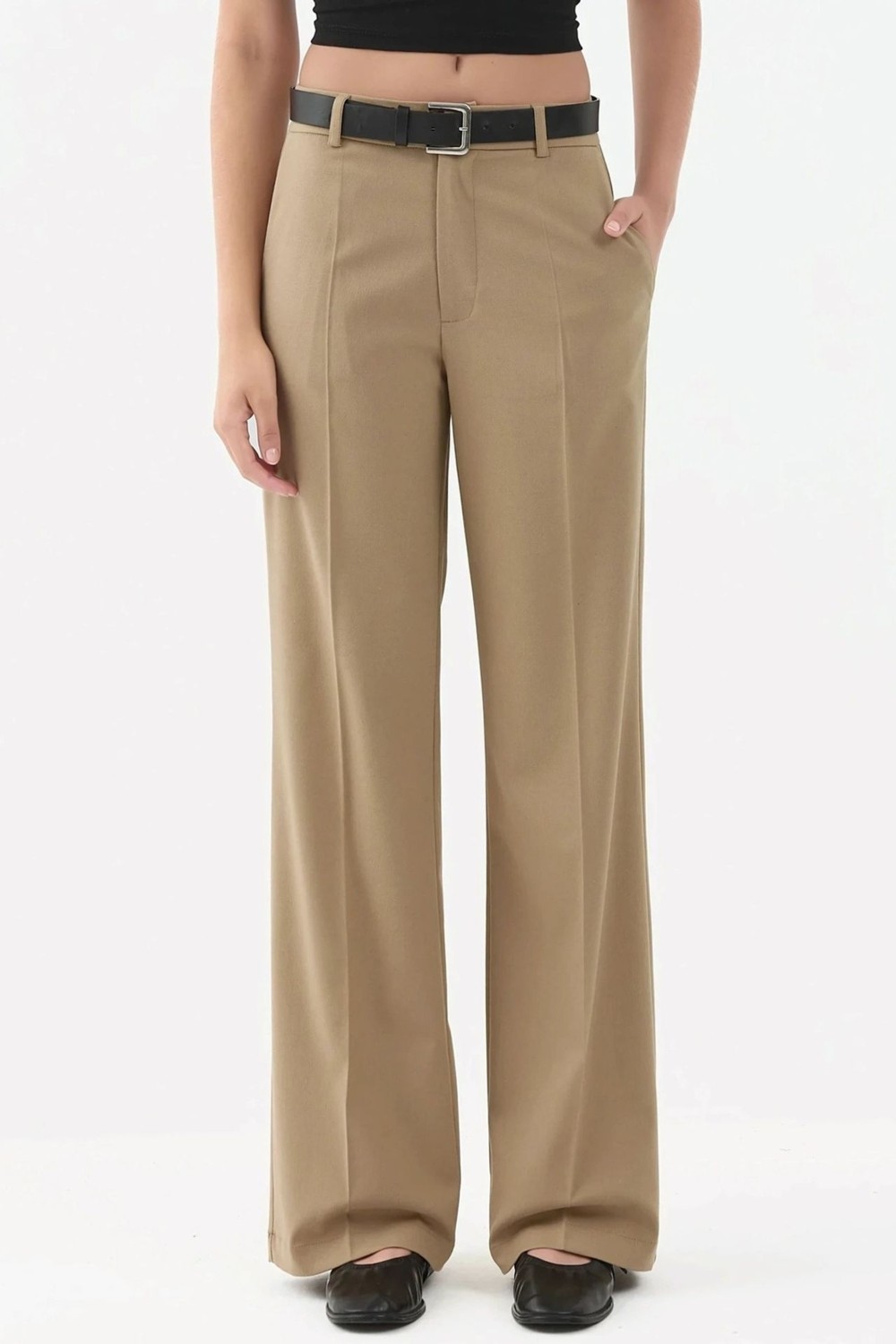 Hiccup Kadınlar Viskon Karışımlı Straight Leg Pantolon Natural