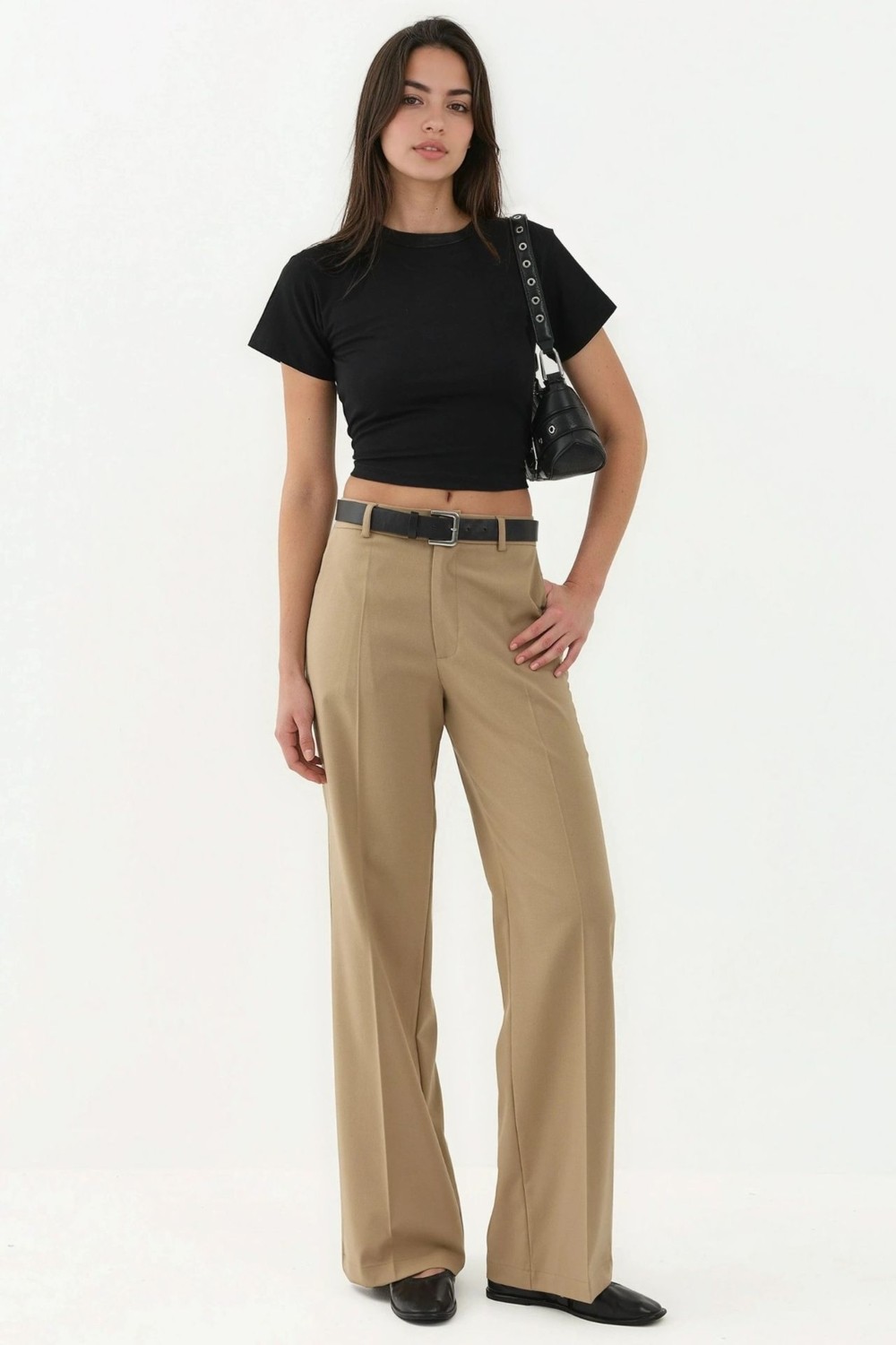 Hiccup Kadınlar Viskon Karışımlı Straight Leg Pantolon Natural görsel 2