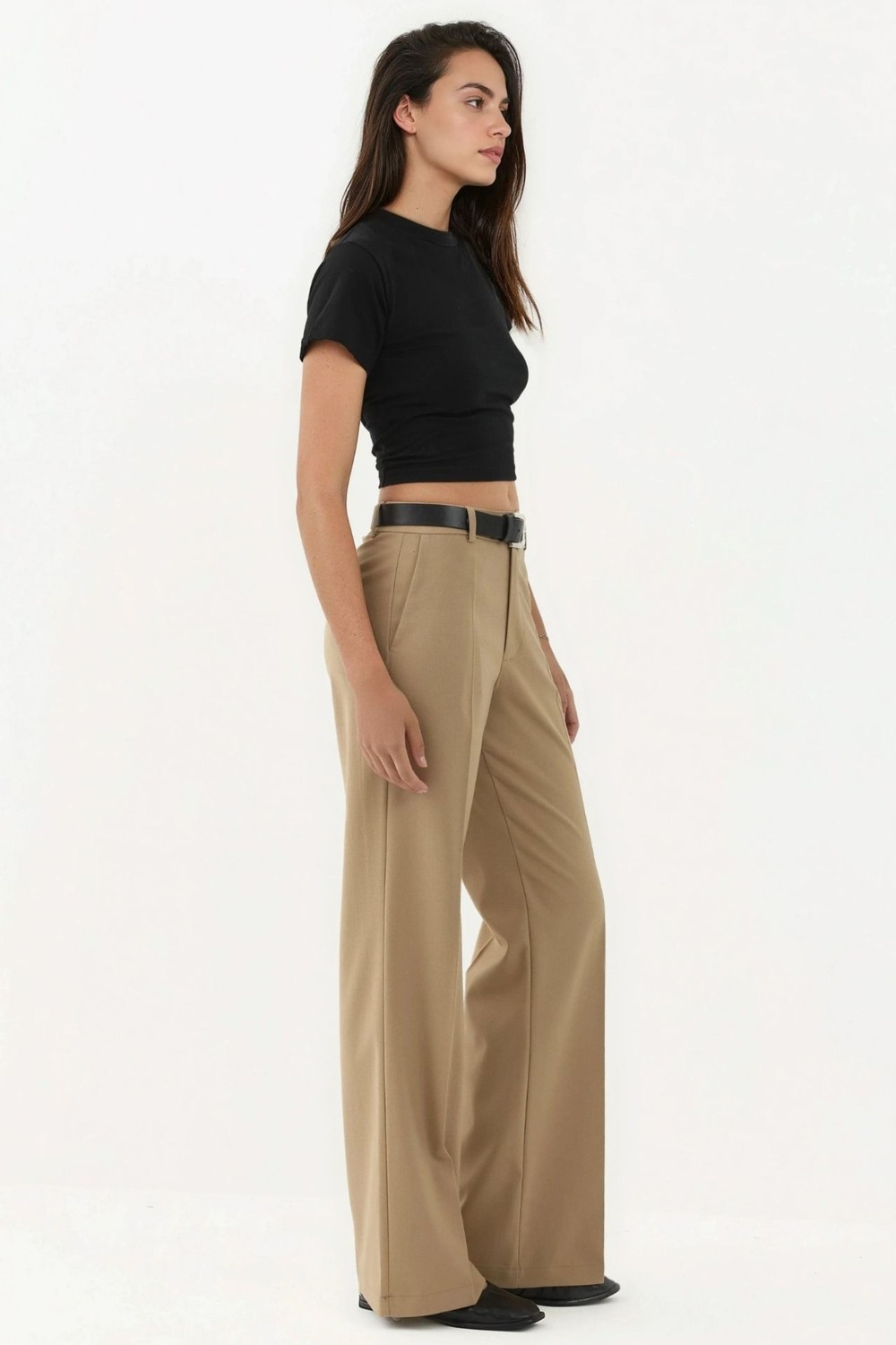 Hiccup Kadınlar Viskon Karışımlı Straight Leg Pantolon Natural görsel 3