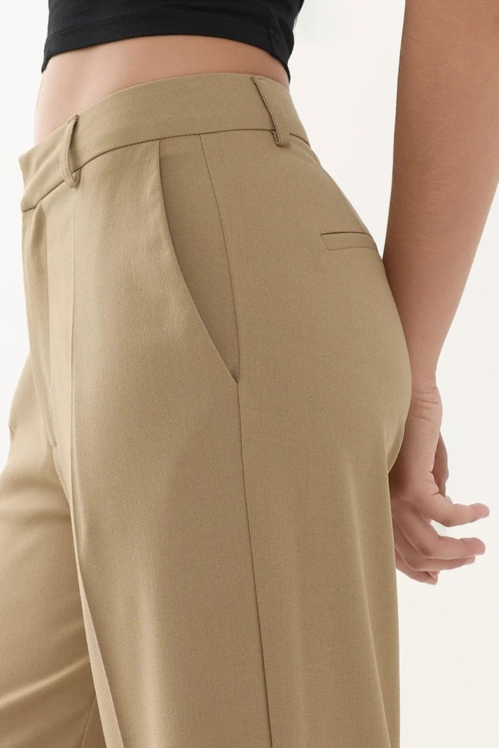 Hiccup Kadınlar Viskon Karışımlı Straight Leg Pantolon Natural görsel 5