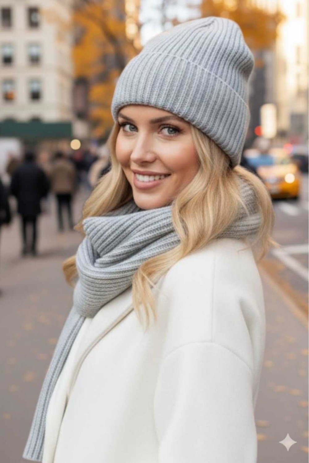 Tezzgelsin Kadın Tiftik Yün 2'li Atkı Bere Takımı Kalın Fitilli Triko Kışlık Set görsel 7
