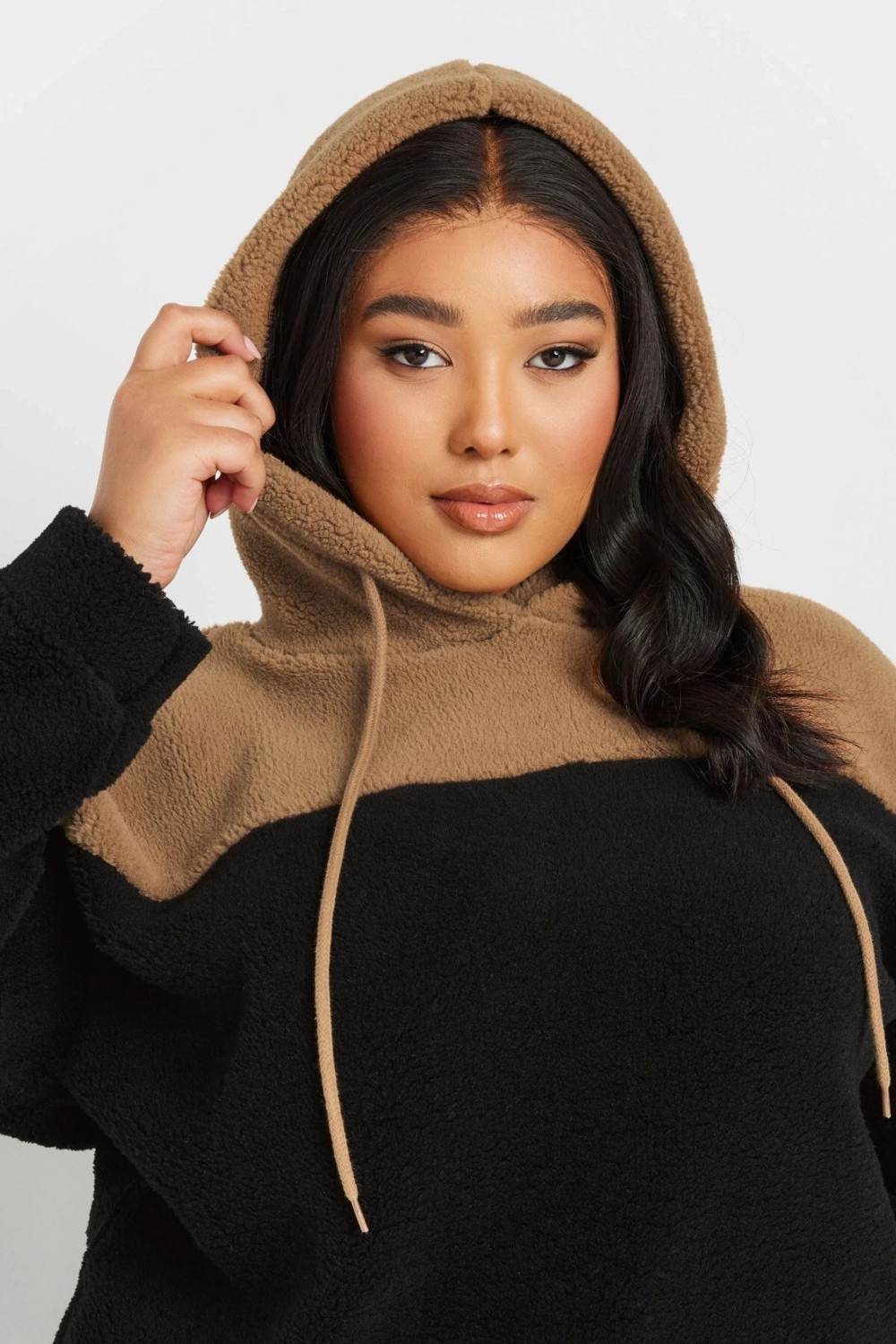 Stil Diva Büyük Beden Uzun Kollu Kapüşonlu ve Cepli Peluş Sweatshirt 303796 görsel 2