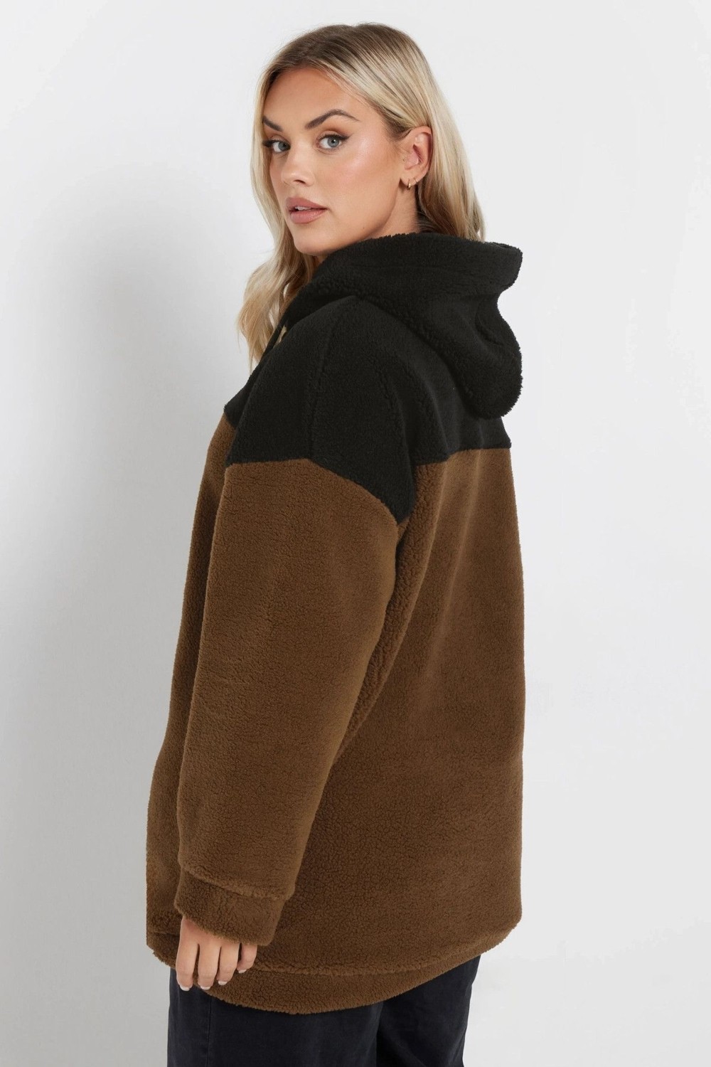Stil Diva Büyük Beden Uzun Kollu Kapüşonlu ve Cepli Peluş Sweatshirt 303794 görsel 6