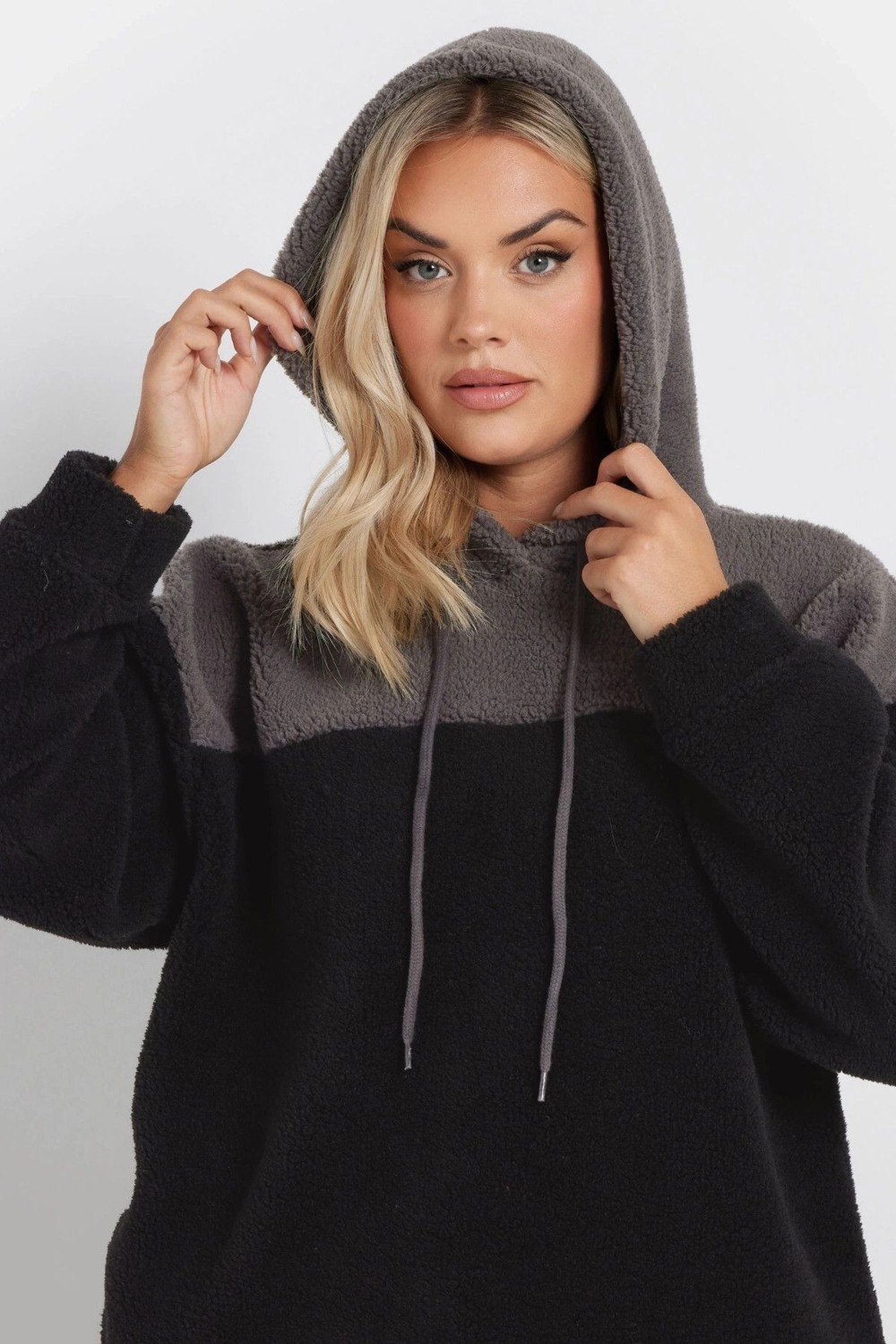 Stil Diva Büyük Beden Uzun Kollu Kapüşonlu ve Cepli Peluş Sweatshirt 303790 görsel 2