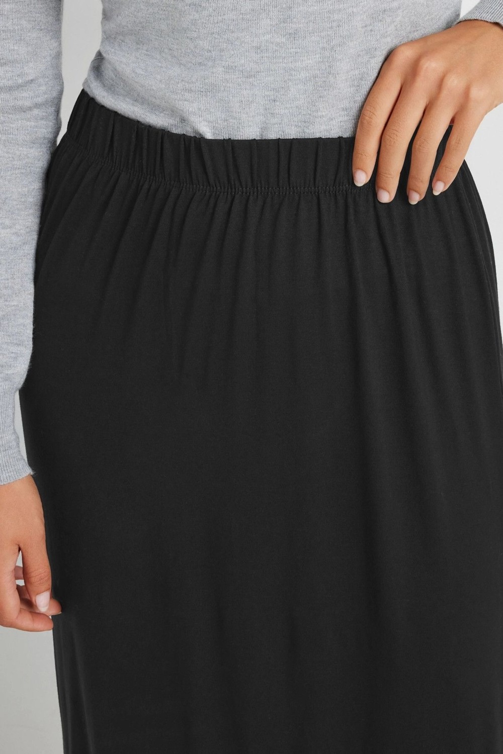 Stil Diva Büyük Beden Düz Kesim Cepsiz Beli Lastikli Esnek Kesim Maxi Etek 351002 görsel 4