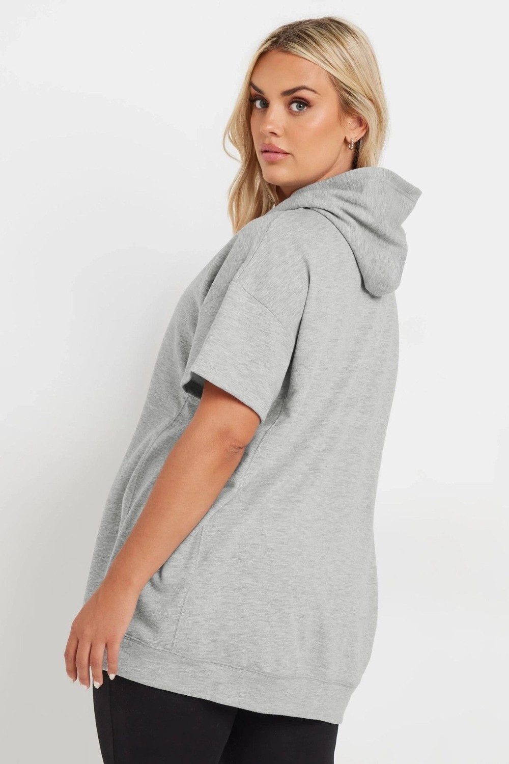 Stil Diva Büyük Beden Kısa Kollu Kapüşonlu Sweatshirt 303553 görsel 5
