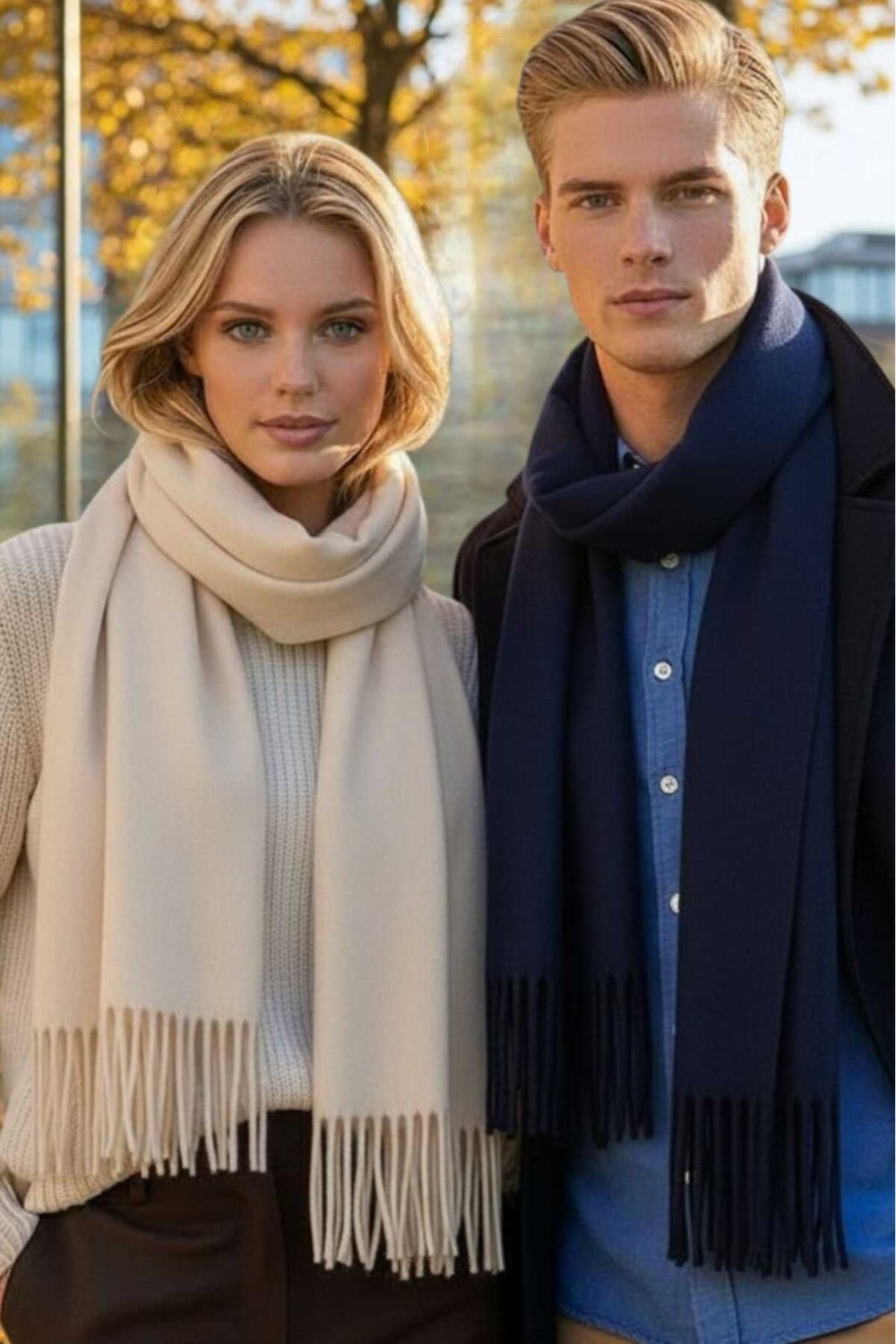 Uniquetrenders Unisex Yumuşak Dokulu Püsküllü Kışlık Buklet Atkı Şal 2'li Set