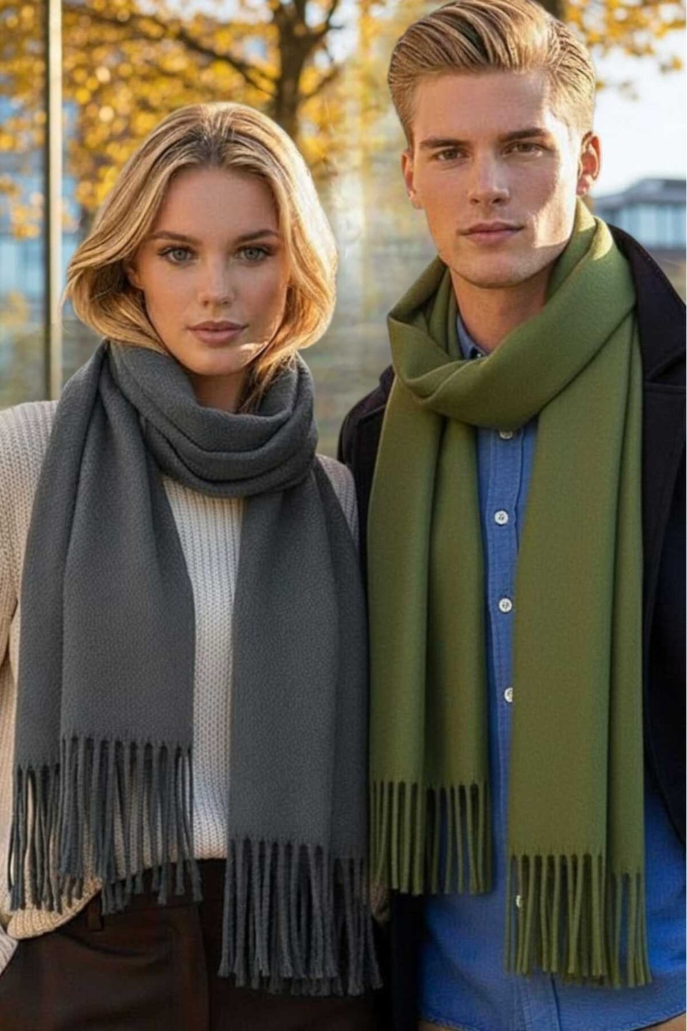 Uniquetrenders Unisex Yumuşak Dokulu Püsküllü Kışlık Buklet Atkı Şal 2'li Set