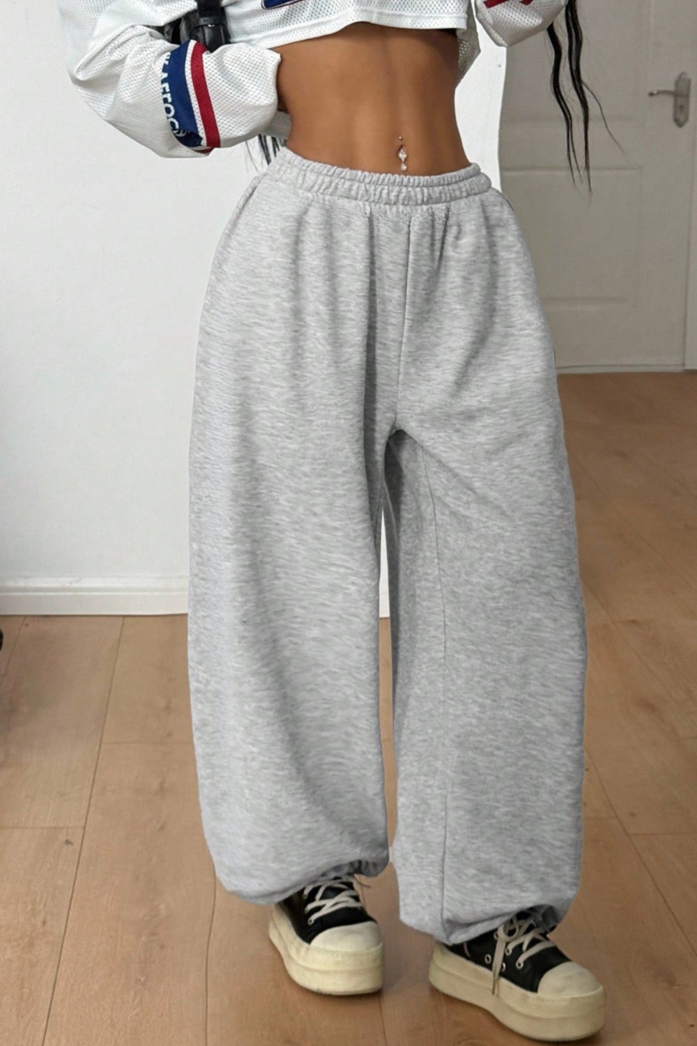 BSBSPOR Erkek Kadın Baggy Bol Kesim Eşofman Altı Jogger Paça Siyah Gri Füme Oversize görsel 3
