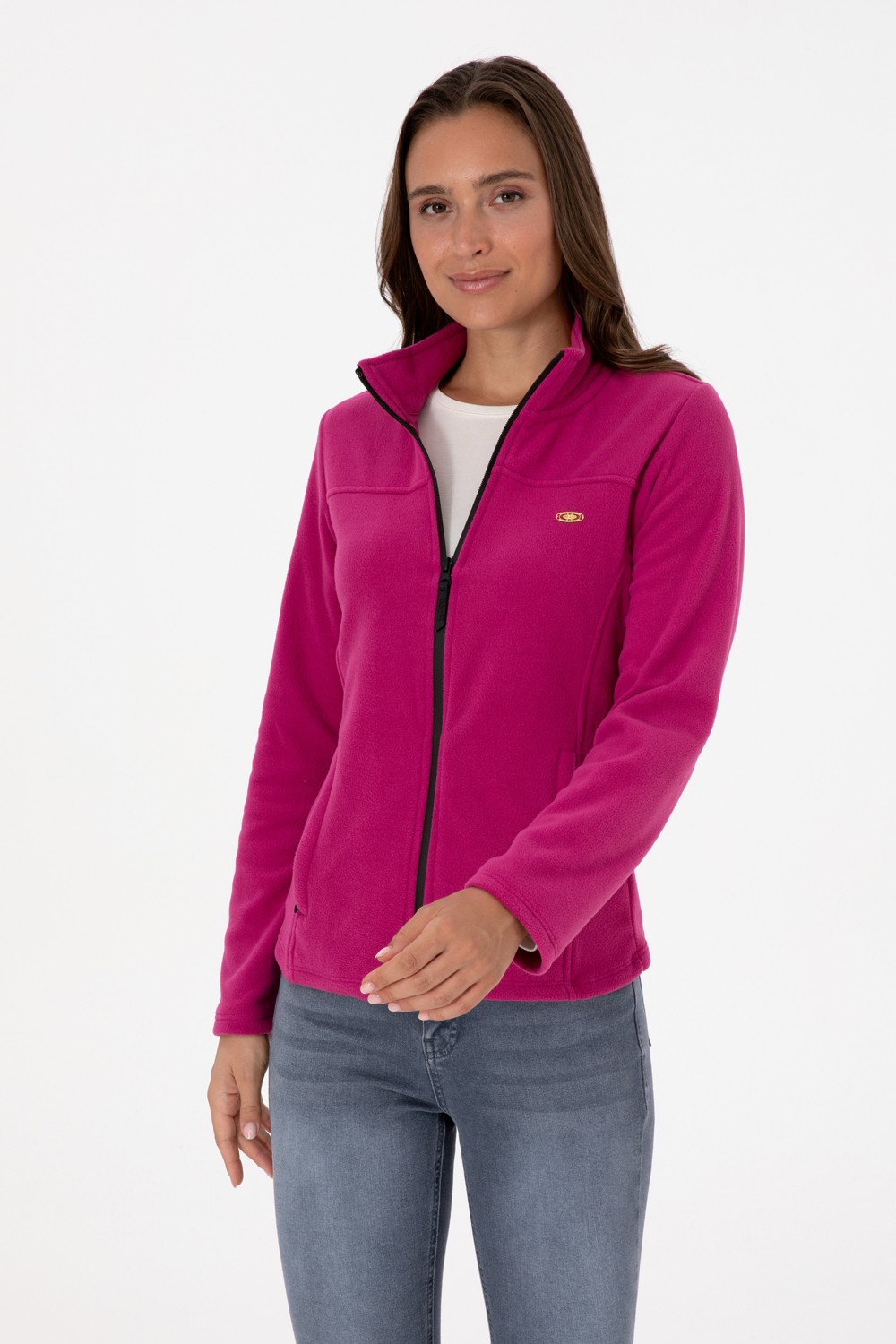 U.S. Polo Assn. Kadın Fuşya Fermuarlı Dik Yaka Polar Sweatshirt 50316729-VR023 görsel 3