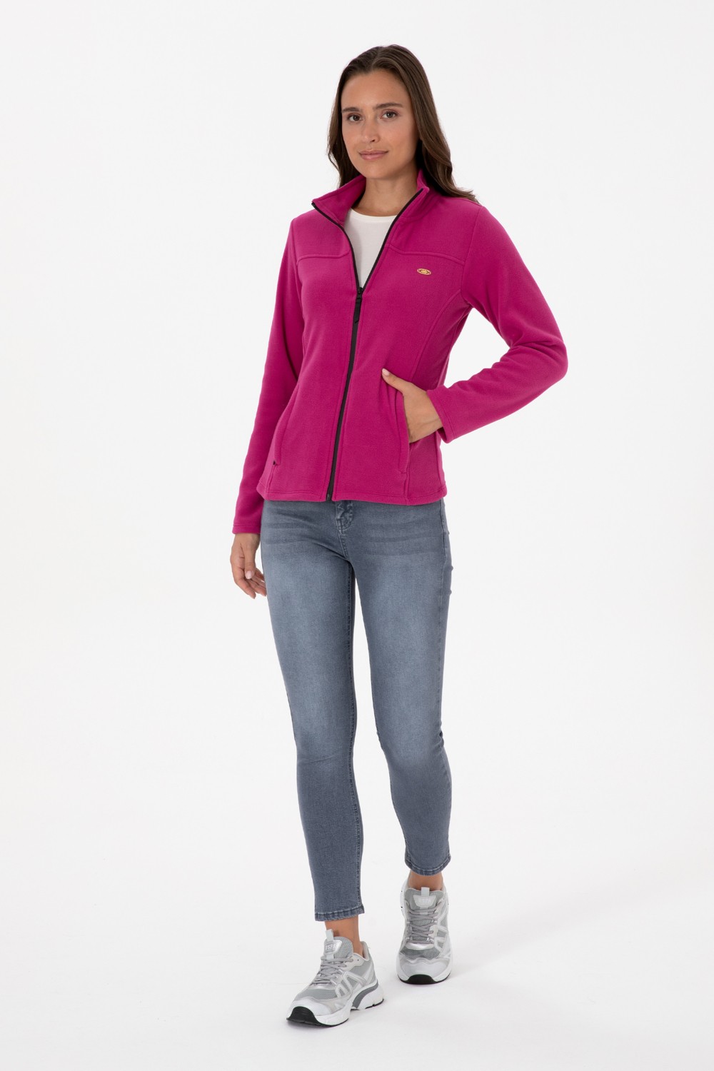 U.S. Polo Assn. Kadın Fuşya Fermuarlı Dik Yaka Polar Sweatshirt 50316729-VR023 görsel 4