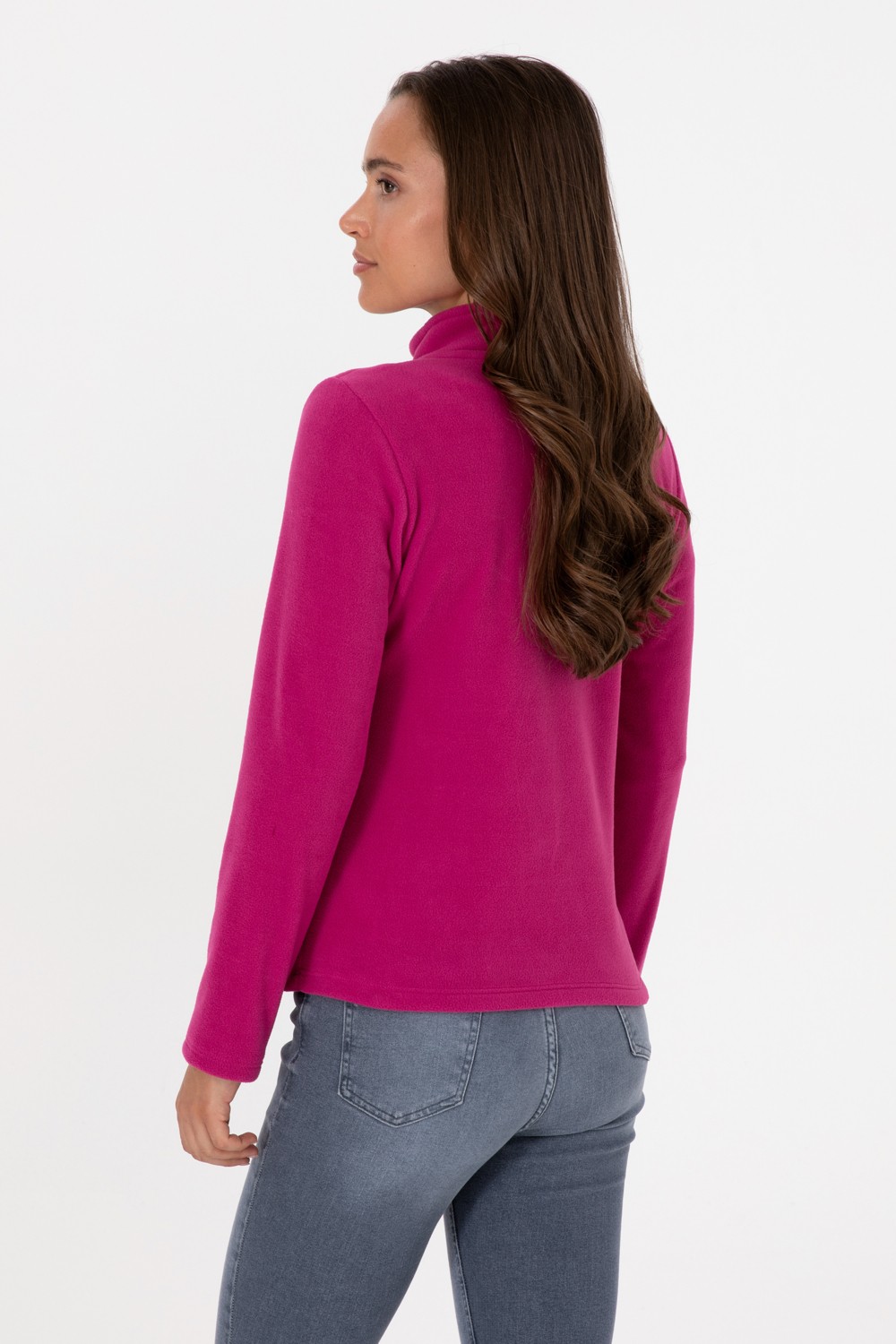 U.S. Polo Assn. Kadın Fuşya Fermuarlı Dik Yaka Polar Sweatshirt 50316729-VR023 görsel 5