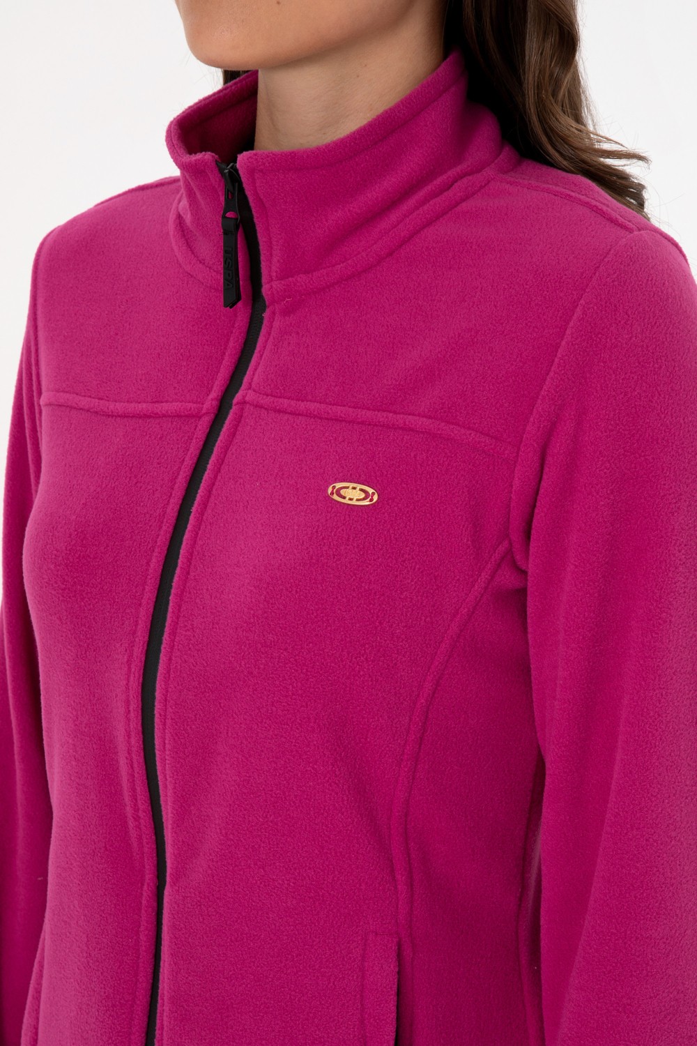 U.S. Polo Assn. Kadın Fuşya Fermuarlı Dik Yaka Polar Sweatshirt 50316729-VR023 görsel 7