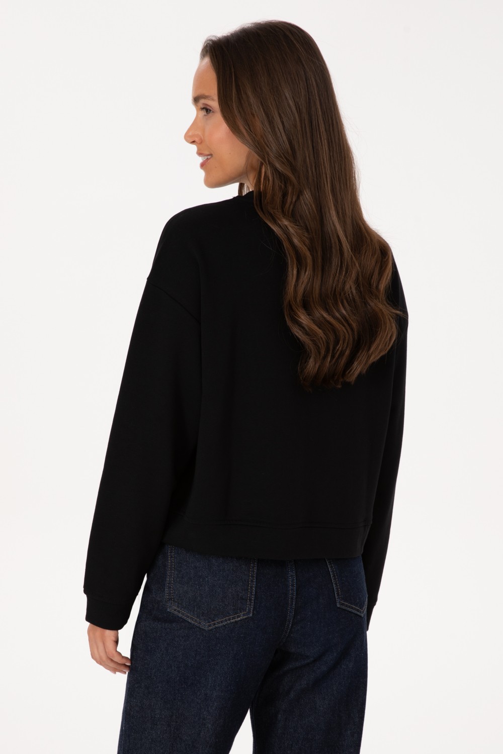 U.S. Polo Assn. Kadın Siyah Bisiklet Yaka Sweatshirt 50307792-VR046 görsel 5