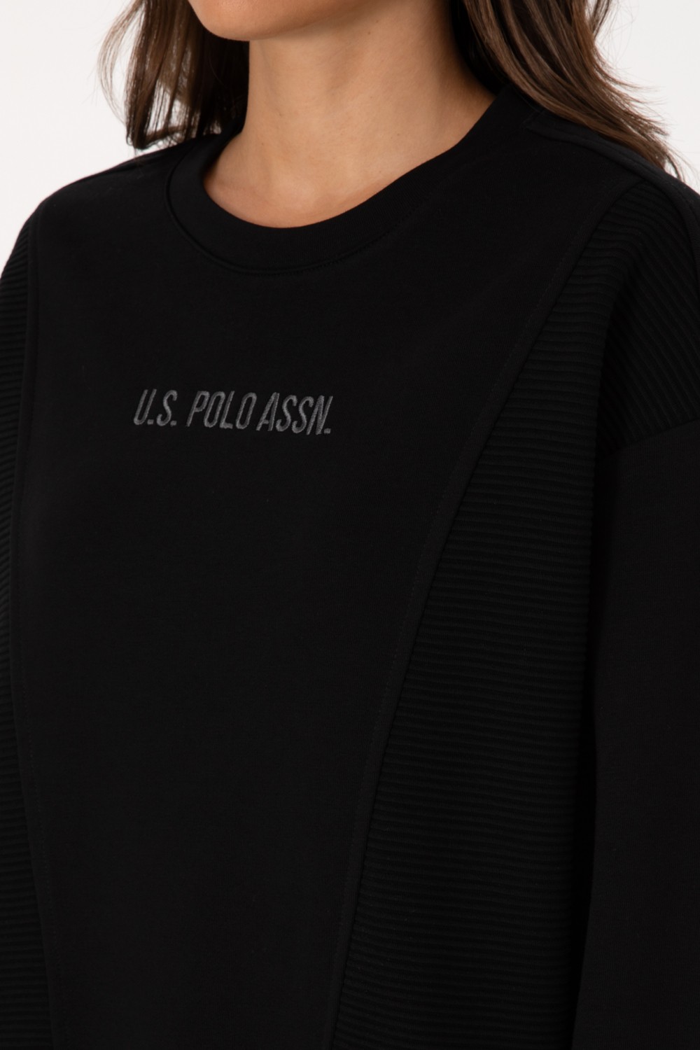 U.S. Polo Assn. Kadın Siyah Bisiklet Yaka Sweatshirt 50307792-VR046 görsel 7