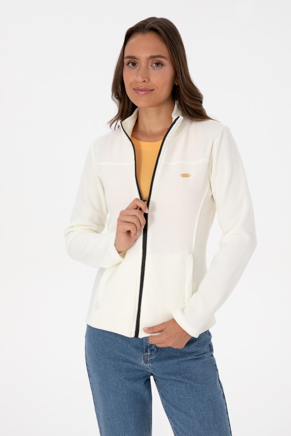 U.S. Polo Assn. Kadın Fuşya Fermuarlı Dik Yaka Polar Sweatshirt 50316729-VR023