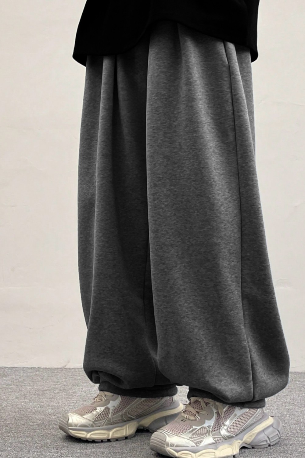BSBSPOR Bol Baggy Eşofman Altı Lastikli Paça Ayarlanabilir Unisex Erkek Kadın Gri Siyah Antrasit görsel 2