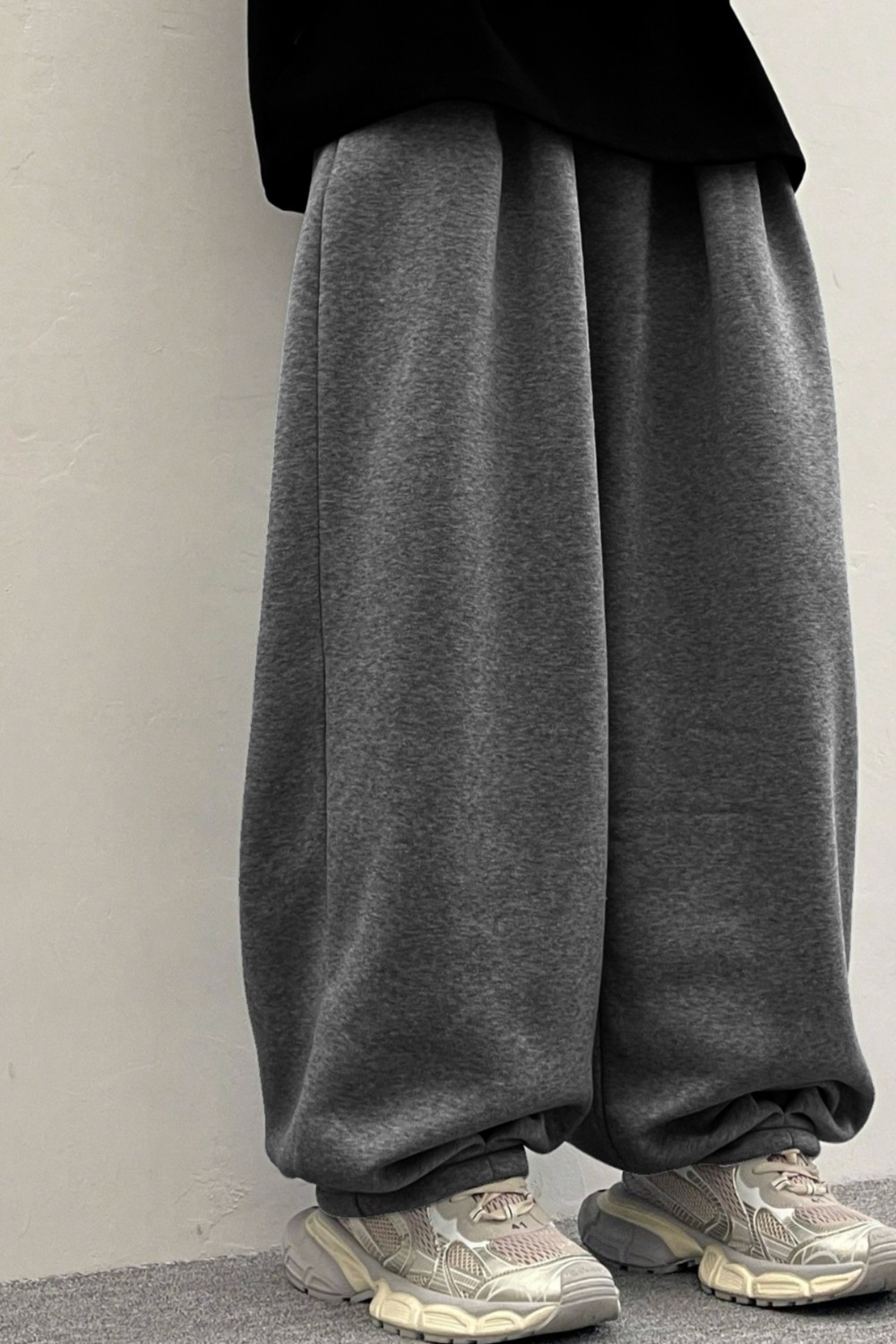 BSBSPOR Bol Baggy Eşofman Altı Lastikli Paça Ayarlanabilir Unisex Erkek Kadın Gri Siyah Antrasit görsel 4