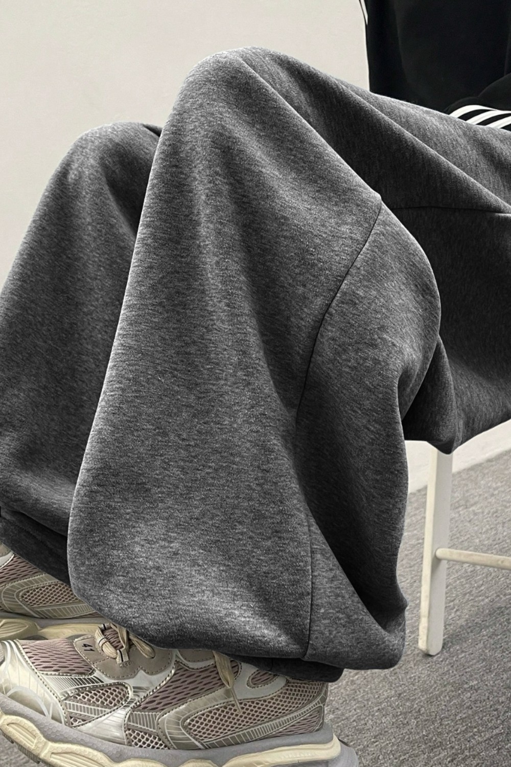 BSBSPOR Bol Baggy Eşofman Altı Lastikli Paça Ayarlanabilir Unisex Erkek Kadın Gri Siyah Antrasit görsel 5