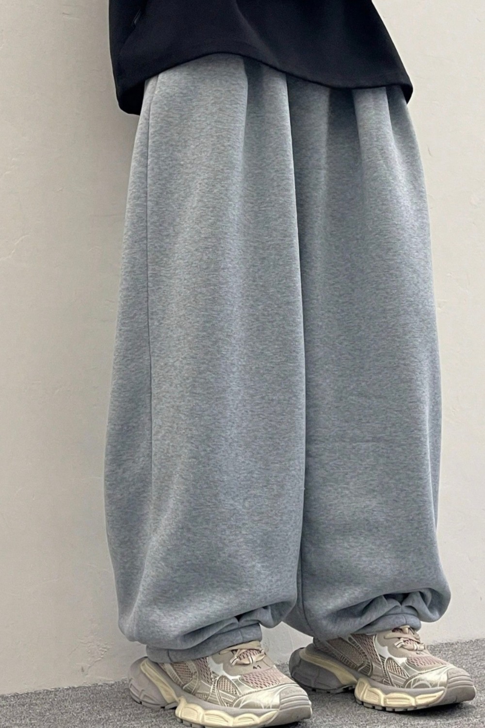BSBSPOR Bol Baggy Eşofman Altı Lastikli Paça Ayarlanabilir Unisex Erkek Kadın Gri Siyah Antrasit görsel 6